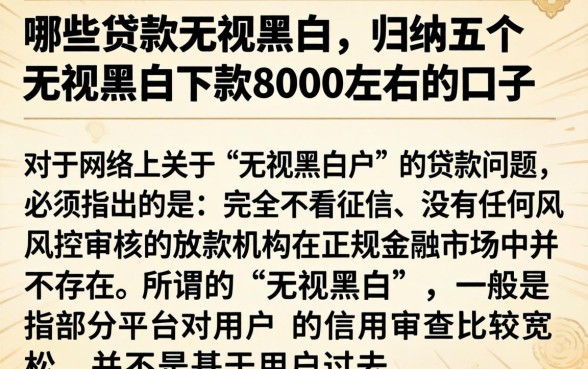 哪些贷款无视黑白，归纳五个无视黑白下款8000左右的口子