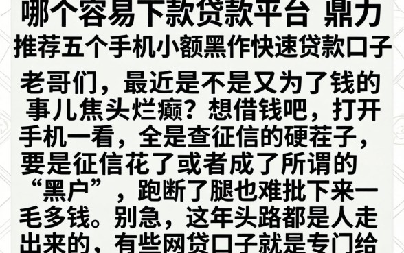哪个容易下款贷款平台，鼎力推荐五个手机小额黑户快速贷款口子