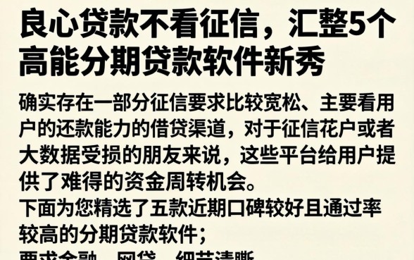 良心贷款不看征信，汇整5个高能分期贷款软件新秀