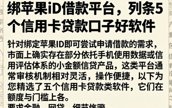 绑苹果id借款平台，条列5个信用卡贷款口子好软件