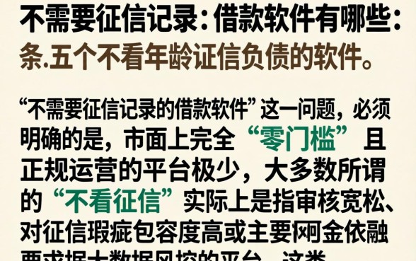不需要征信记录的借款软件有哪些，条列五个不看年龄征信负债的软件