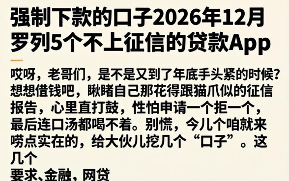 强制下款的口子2026年12月，罗列5个不上征信的贷款app