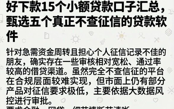 好下款的15个小额贷款口子汇总，甄选五个真正不查征信的贷款软件
