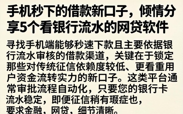 手机秒下的借款新口子,倾情分享5个看银行流水的网贷软件