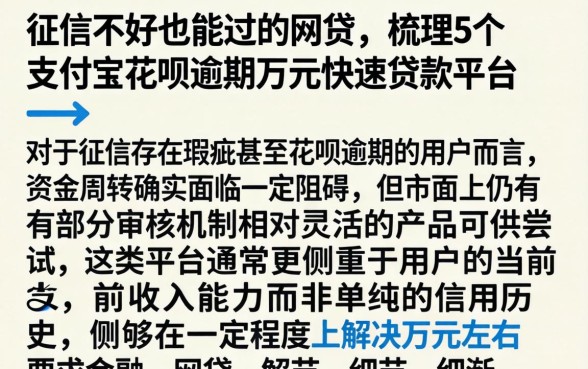 征信不好也能过的网贷，梳理5个支付宝花呗逾期万元快速贷款平台