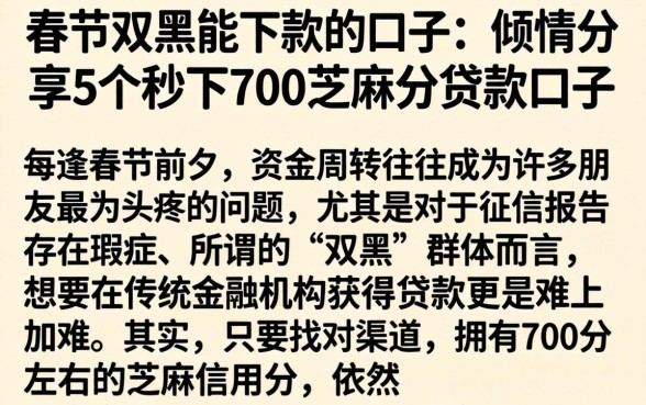 春节双黑能下款的口子，倾情分享5个秒下700芝麻分贷款口子
