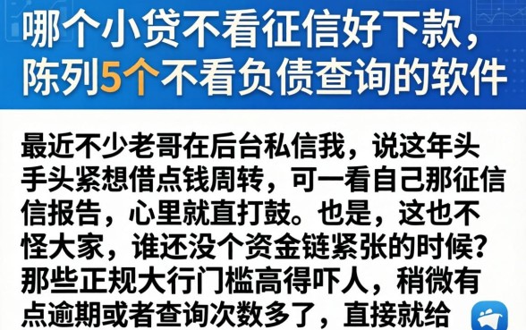 哪个小贷不看征信好下款，陈列5个不看负债查询的软件