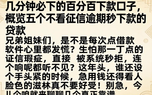 几分钟必下的百分百下款口子，概览五个不看征信逾期秒下款的贷款