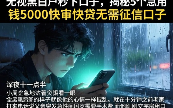 无视黑白户秒下口子，揭秘5个急用钱5000快审快贷无需征信口子