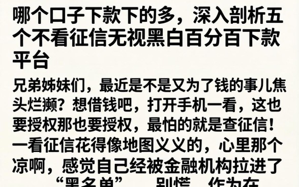 哪个口子下款下的多，深入剖析五个不看征信无视黑白百分百下款平台