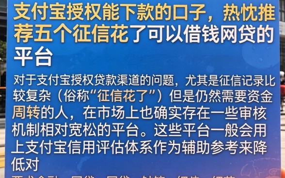 支付宝授权能下款的口子，热忱推荐五个征信花了可以借钱的网贷平台