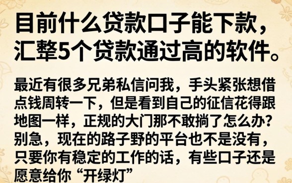 目前什么贷款口子能下款，汇整5个贷款通过高的软件