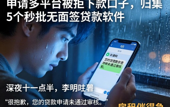 申请多平台被拒的下款口子，归集5个秒批无面签贷款软件