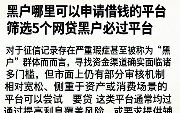 黑户哪里可以申请借钱的平台，筛选5个网贷黑户必过平台