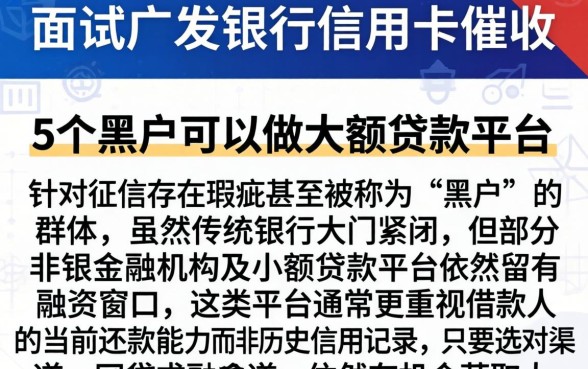 面试广发银行信用卡催收，详细阐述5个黑户可以做大额贷款平台