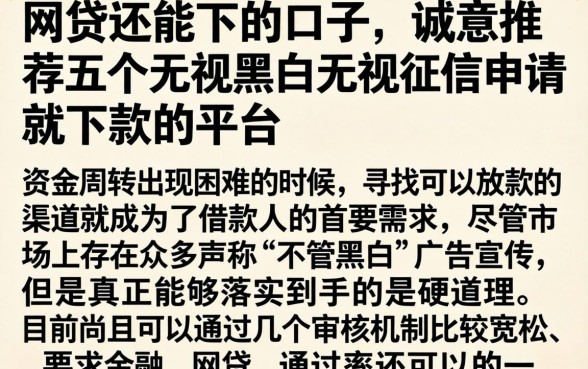 网贷还能下的口子,诚意推荐五个无视黑白无视征信申请就下款的平台