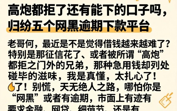 高炮都拒了还有能下的口子吗，归纳五个网黑逾期下款平台
