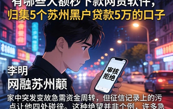 有哪些大额秒下款的网贷软件，归集5个苏州黑户贷款5万的口子