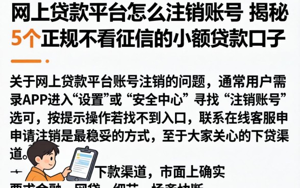 网上贷款平台怎么注销账号，揭秘5个正规不看征信的小额贷款口子