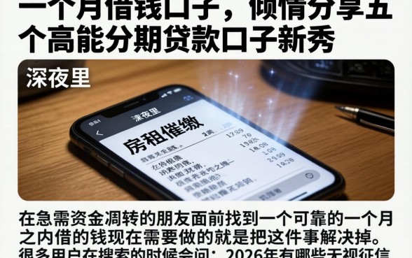 一个月借钱的口子，倾情分享五个高能分期贷款口子新秀