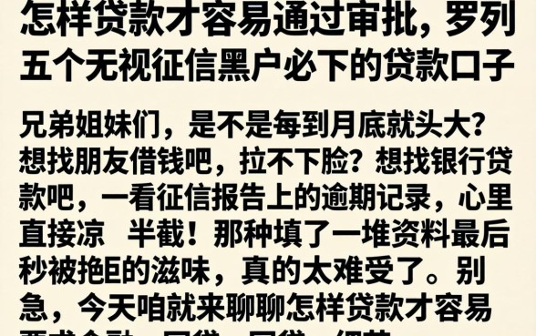 怎样贷款才容易通过审批，罗列五个无视征信黑户必下的贷款口子