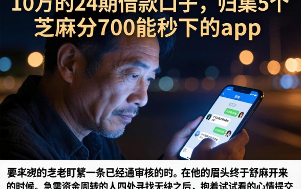 10万的24期借款口子，归集5个芝麻分700能秒下的app