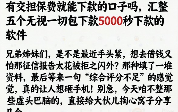 有交担保费就能下款的口子吗,汇整五个无视一切包下款5000秒下款的软件