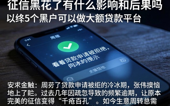 征信黑花了有什么影响和后果吗，归纳5个黑户可以做大额贷款平台