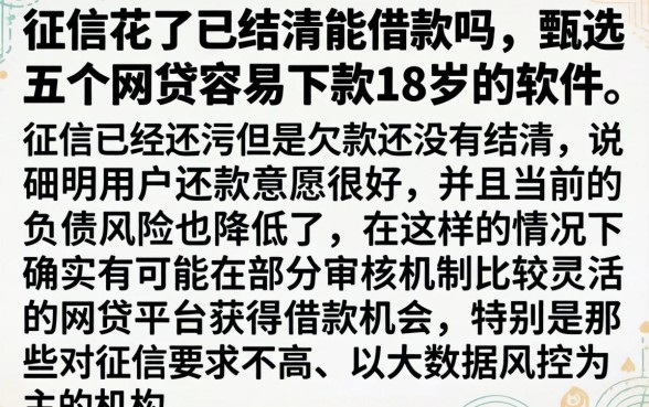 征信花了已结清能借款吗，甄选五个网贷容易下款18岁的软件