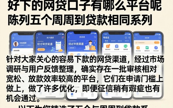 好下的网贷口子有哪些平台呢，陈列五个周周到贷款相同系列的软件