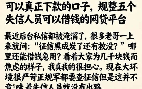 可以真正下款的口子,规整五个失信人员可以借钱的网贷平台
