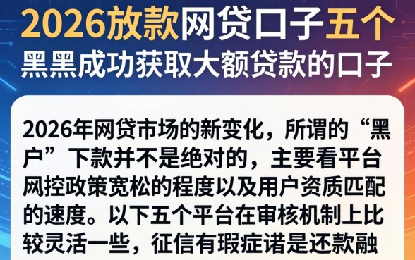 2026放款的网贷口子，概括五个黑户成功获取大额贷款的口子