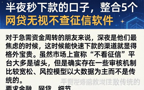 半夜秒下款的口子，整合5个网贷无视不查征信软件