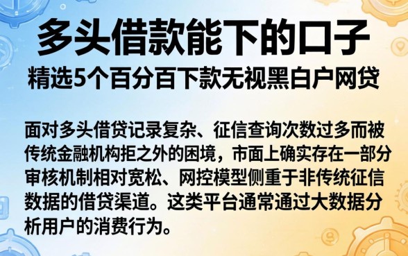 多头借款能下的口子，精选5个百分百下款无视黑白户网贷