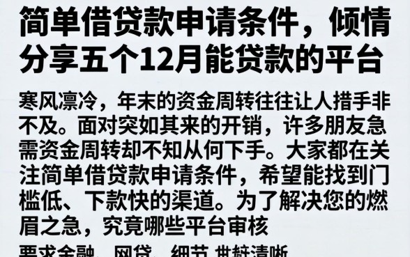 简单借贷款申请条件，倾情分享五个12月能贷款的平台