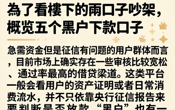 為了看樓下的兩口子吵架，概览五个黑户下款口子