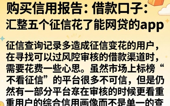 购买信用报告的借款口子，汇整五个征信花了能网贷的app