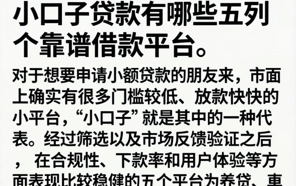 小口子贷款有哪些，罗列五个靠谱的借款平台