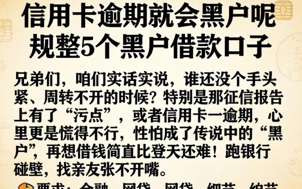 信用卡逾期就会黑户呢，规整5个黑户借款口子