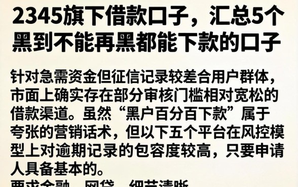 2345旗下借款口子，汇总5个黑到不能再黑都能下款的口子