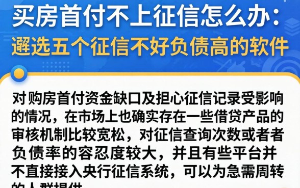买房首付不上征信怎么办,遴选五个征信不好负债高的软件