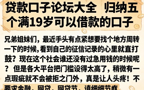 贷款口子论坛大全，归纳五个满19岁可以借款的口子