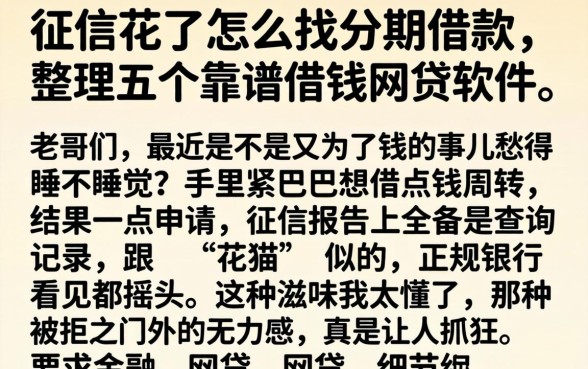 征信花了怎么找分期借款,整理五个靠谱借钱网贷软件