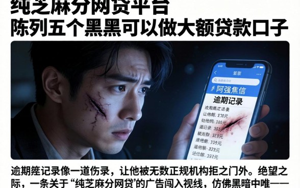纯芝麻分的网贷平台，陈列五个黑户可以做大额贷款口子