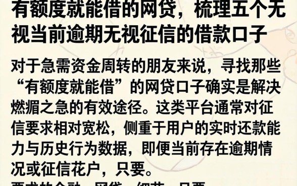 有额度就能借的网贷，梳理五个无视当前逾期无视征信的借款口子