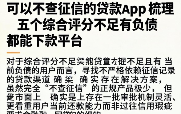 可以不查征信的贷款app,梳理五个综合评分不足有负债都能下款平台
