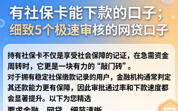 有社保卡能下款的口子,细致阐述5个极速审核的网贷口子