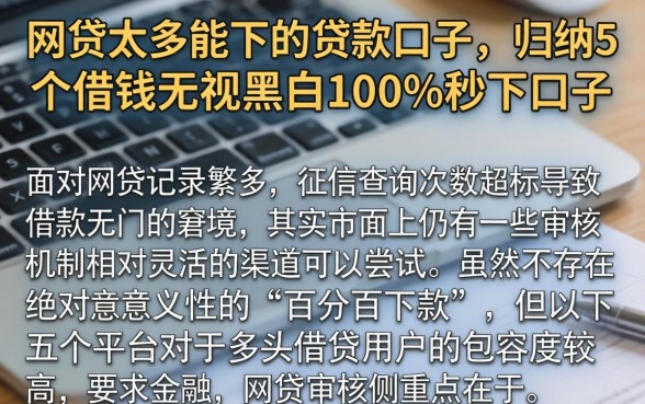 网贷太多能下的贷款口子，归纳5个借钱无视黑白100%秒下口子