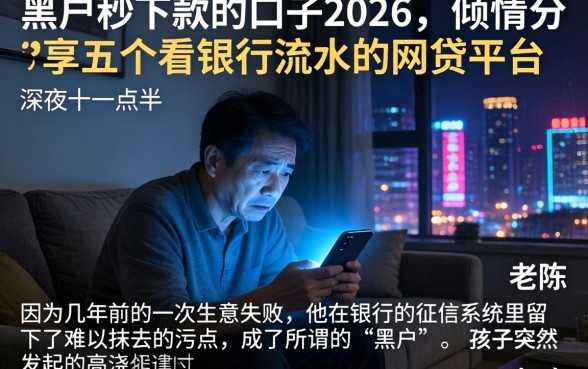 黑户秒下款的口子2026，倾情分享五个看银行流水的网贷平台