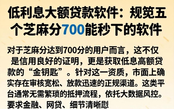 低利息大额贷款软件，规整五个芝麻分700能秒下的软件